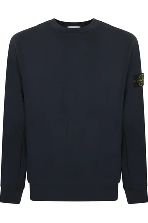 Stone Island Stickade tröjor & koftor, Herr, L, Bomull, Mörkblå Slub Crew Neck Sweatshirt