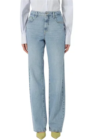 Patrizia Pepe Jeans, Dam, W28, Bomull, Ljus Tvättade Wide Leg Jeans
