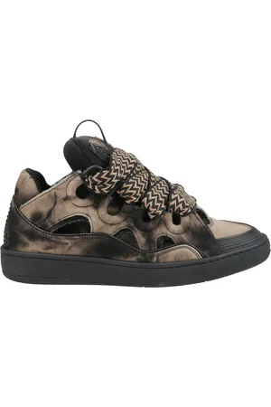 Lanvin Skor, Herr, 43 EU, Läder, Läder Curb Sneakers med reflexdetaljer