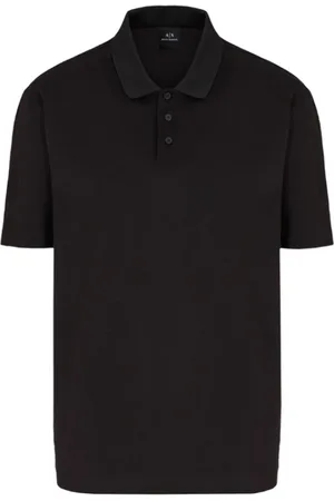 Armani Exchange Topp, Herr, L, Bomull, Svart bomullspolotröja med broderi