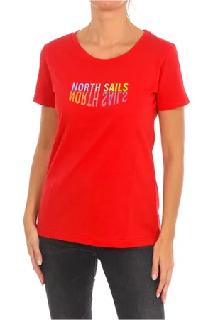 North Sails Topp, Dam, M, Bomull, Kortärmad T-shirt med Ribbad Hals