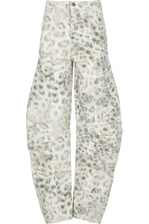ROTATE Jeans, Dam, L, Bomull, Grön Bomull Animalier Mönster Jeans