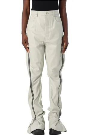 Rick Owens Byxor, Dam, W32, Bomull, Grå Zip-detalj Jeans