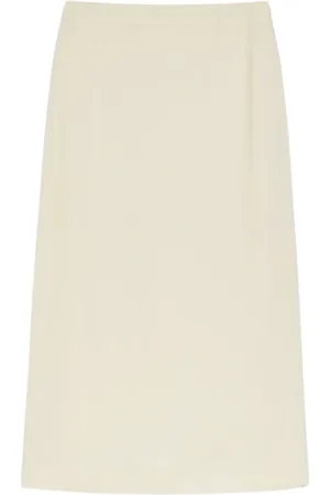 Max Mara Kjol, Dam, S, Linne, Ivory Viskos och Linne Midi Kjol