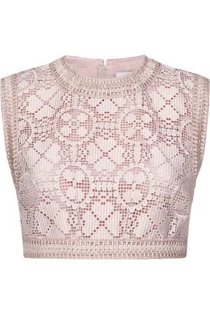 Giambattista Valli Topp, Dam, S, Bomull, Ljusrosa Ärmlös Crop Top
