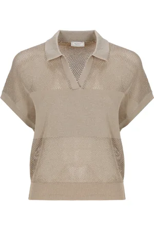 PESERICO SIGN Topp, Dam, XS, Bomull, Brun Bomullsblandad Tröja med Lurex
