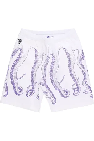 Octopus Shorts, Herr, L, Bomull, Lila Vit Jogger Shorts Lättviktsmaterial