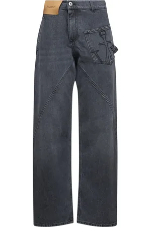 J.W.Anderson Jeans, Dam, W28, Bomull, Grå Jeans med Vridna Ben