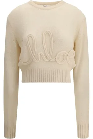 Chloé Stickade tröjor & koftor, Dam, S, Alpaca Cropped Sweater