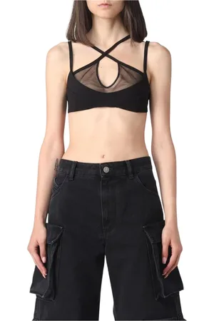The Attico Topp, Dam, S, Rayon, Svart Mesh Crop Top