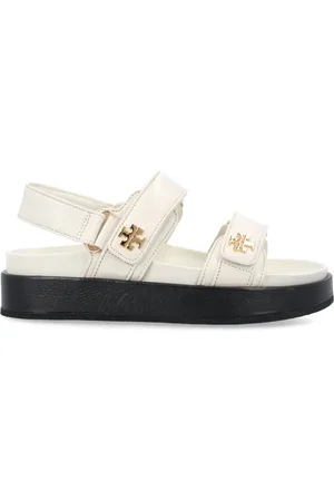 Tory Burch Skor, Dam, 37 1/2 EU, Läder, Elfenbensfärgade stängda platta sandaler Kira Aw24
