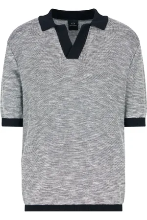 Armani Exchange Topp, Herr, XS, Bomull, Kortärmad Polo Skjorta Blå Vit