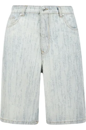 Msgm Shorts, Herr, M, Denim, Förstörda denim Bermuda shorts med kontrastsömmar