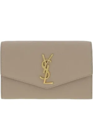 Saint Laurent Väska, Dam, ONE Size, Läder, Elegant Läderkedjeplånbok med Guldtonad Logotyp