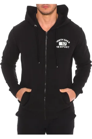 North Sails Sweatshirts & Hoodies, Herr, S, Bomull, Huvtröja med dragkedja och ribbstickad nederkant