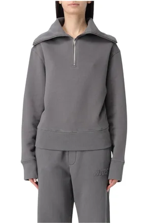 Autry Stickade tröjor & koftor, Dam, M, Bomull, Grå Zip-Up Sweatshirt