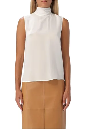 Max Mara Topp, Dam, S, Vit Sidensärmlös Blus