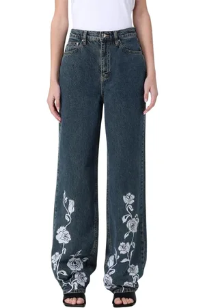 ROTATE Jeans, Dam, W27, Bomull, Rose Print Wide Leg Jeans