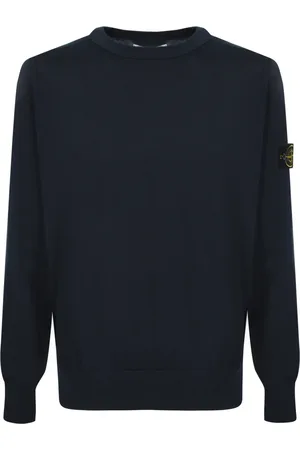 Stone Island Stickade tröjor & koftor, Herr, S, Bomull, Blå Bomull Rundhals Tröja