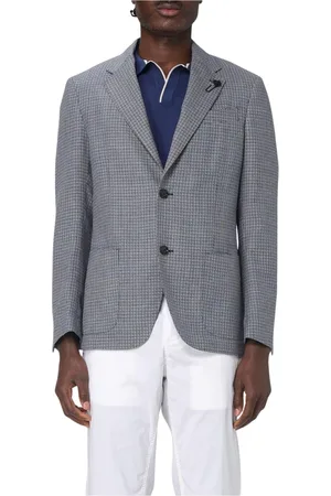 LARDINI Jacka, Herr, L, Linne, Klassisk Rutig Blazer för Män
