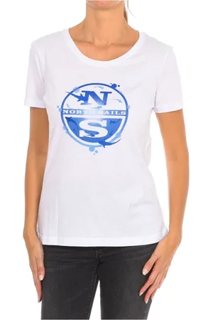 North Sails Topp, Dam, M, Bomull, Kortärmad T-shirt med ribbad halsringning
