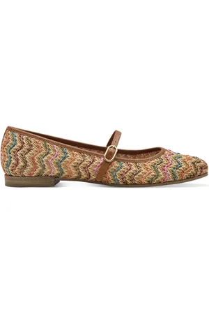 Tamaris Skor, Dam, 40 EU, Läder, Färgglada Boho Ballerinor med Zigzag Mönster