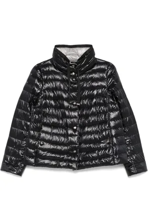 HERNO Jacka, Dam, M, Svart Glansig Dunjacka med Logotyp