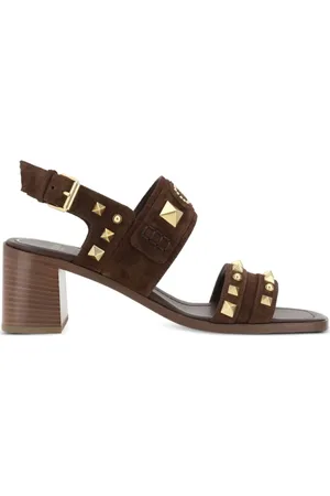 VALENTINO GARAVANI Skor, Dam, 38 EU, Mocka, Bruna Studded Sandaler med Rockstud Detaljer