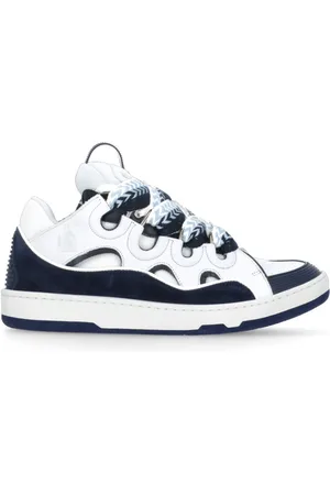 Lanvin Skor, Herr, 42 EU, Läder, Vita Lädersneakers med Fiskbensmönster