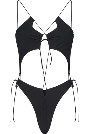 Amazuìn Badkläder, Dam, ONE Size, Svart Asymmetrisk Cut-Out Baddräkt