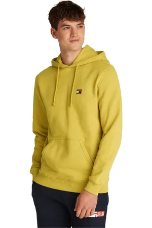 Tommy Hilfiger Sweatshirts & Hoodies, Herr, L, Bomull, Gul Logo Hoodie Bomullsweatshirt