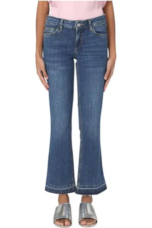 Liu Jo Jeans, Dam, W31, Bomull, Klassiska Blå Bootcut Jeans med Rå Kant