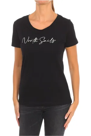 North Sails Topp, Dam, XL, Bomull, Kortärmad T-shirt med ribbad hals