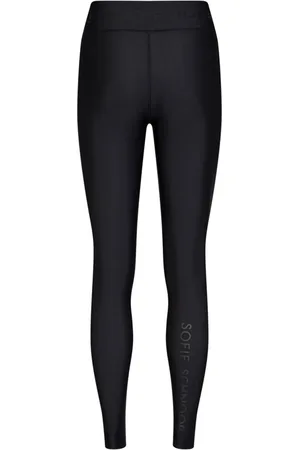 Sofie Schnoor Byxor, Dam, L, Logo Detalj Svarta Leggings Kvinna