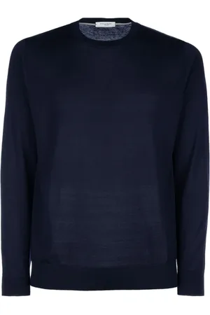 Paolo Pecora Stickade tröjor & koftor, Herr, XL, Navy Crewneck Sweater Stilren