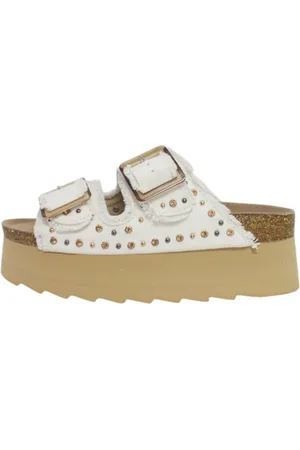 Colors of California Skor, Dam, 37 EU, Denim, Denim platform sandaler med nitar och strass