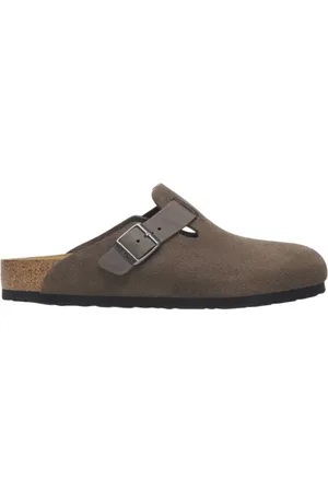 Birkenstock Skor, Herr, 45 EU, Mocka, Grå Platta Skor med Mjukt Fotbädd
