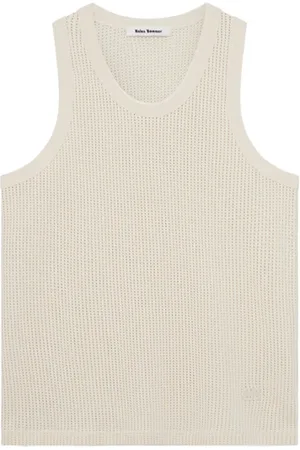 WALES BONNER Topp, Herr, XL, Bomull, Ivory Ribbad Tanktop med Logotyp
