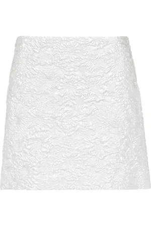 Max Mara Kjol, Dam, S, Polyester, Silver Jacquard A-linje Midi Kjol