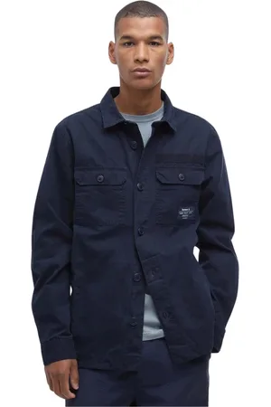 Barbour Jacka, Herr, M, Läder, Blå Arbetskläder Inspirerad Overshirt