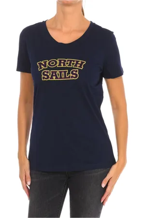 North Sails Topp, Dam, XL, Bomull, Kortärmad T-shirt med ribbad hals