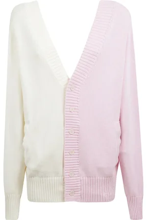 Fiorucci Stickade tröjor & koftor, Dam, M, Tvåfärgad Cardigan med Knappdetaljer