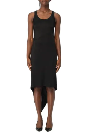 Helmut Lang Klänning, Dam, L, Elegant Svart Midi Jersey Klänning