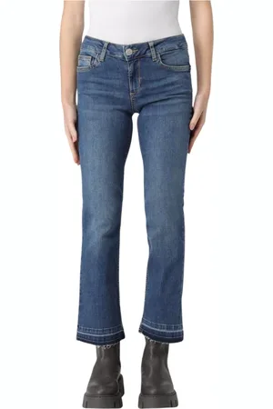 Liu Jo Jeans, Dam, W25, Bomull, Blå Bootcut Jeans Med Fransad Kant