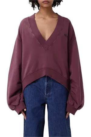 The Attico Stickade tröjor & koftor, Dam, S, V-ringad Sweatshirt i Violett