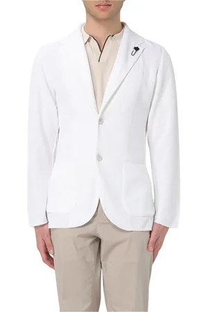 LARDINI Jacka, Herr, S, Vit Stickad Blazer Jacka