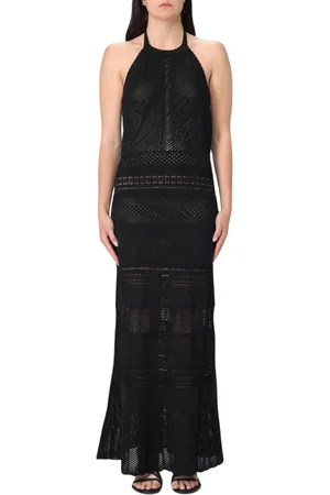 Twin-Set Klänning, Dam, XS, Elegant Maxi Klänning med Virkdetaljer