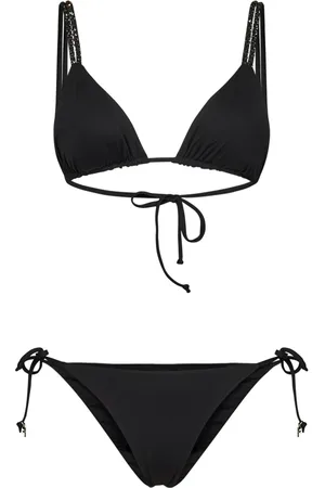 FISICO Badkläder, Dam, L, Svart Lace-Up Triangel Bikini Set