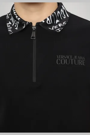 VERSACE Topp, Herr, 3Xl, Svart Polo Zip Logomania Skjorta
