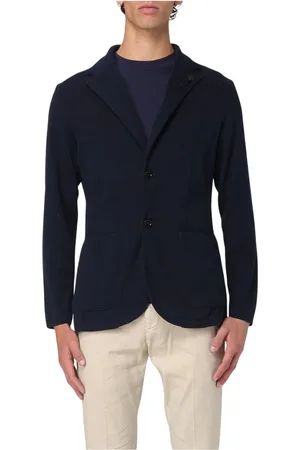 LARDINI Jacka, Herr, XL, Marin Stickad Blazerjacka